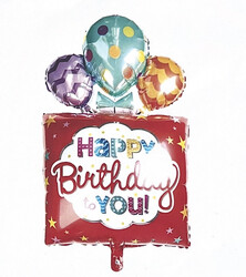 Parti Dünyası - Happy Birthday Folyo Balon Kırmızı 105 cm