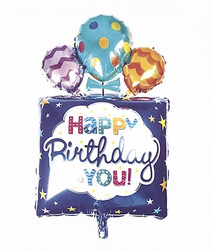 Parti Dünyası - Happy Birthday Folyo Balon Mavi 105 cm