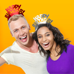 Happy Birthday Folyo Taçlar 4 Adet - 6