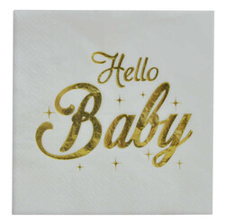 Parti Dünyası - Hello Baby Gold Baskılı Varak 16 Lı Peçete