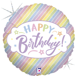 Parti Dünyası - Happy Birthday Pastel Renkli Folyo Balon 45 cm