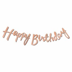 Parti Dünyası - Happy Birthday Rose Gold Metalik Harf Afiş