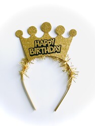 Parti Dünyası - Happy Birthday Taç Altın Renk