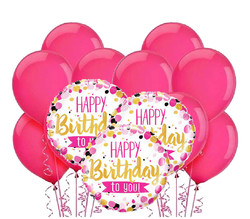Parti Dünyası - Happy Birthday To You Pembe Balon Demeti 23 Adet