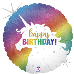 Parti Dünyası - Happy Birthday Unicorn Folyo Balon 45 cm