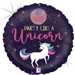 Parti Dünyası - Happy Birthday Disco Toplu Unicorn Folyo Balon 45 cm