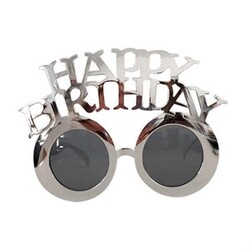 Parti Dünyası - Happy Birthday Yazılı Parti Gözlüğü Gümüş Renk 