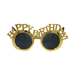 Parti Dünyası - Happy Birthday Yazılı Parti Gözlüğü Altın Renk 