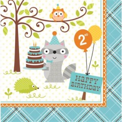 Parti Dünyası - Happy Woodland Mavi 2 Yaş Peçete