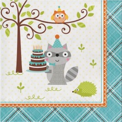 Parti Dünyası - Happy Woodland Mavi Peçete 16 Adet