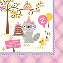 Parti Dünyası - Happy Woodland Pembe 2 Yaş B. Peçete