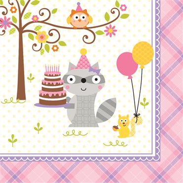 Happy Woodland Pembe Peçete 16 Adet