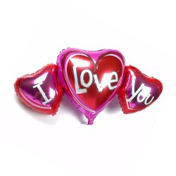 Parti Dünyası - I Love You 3 lü Kalp Folyo Balon
