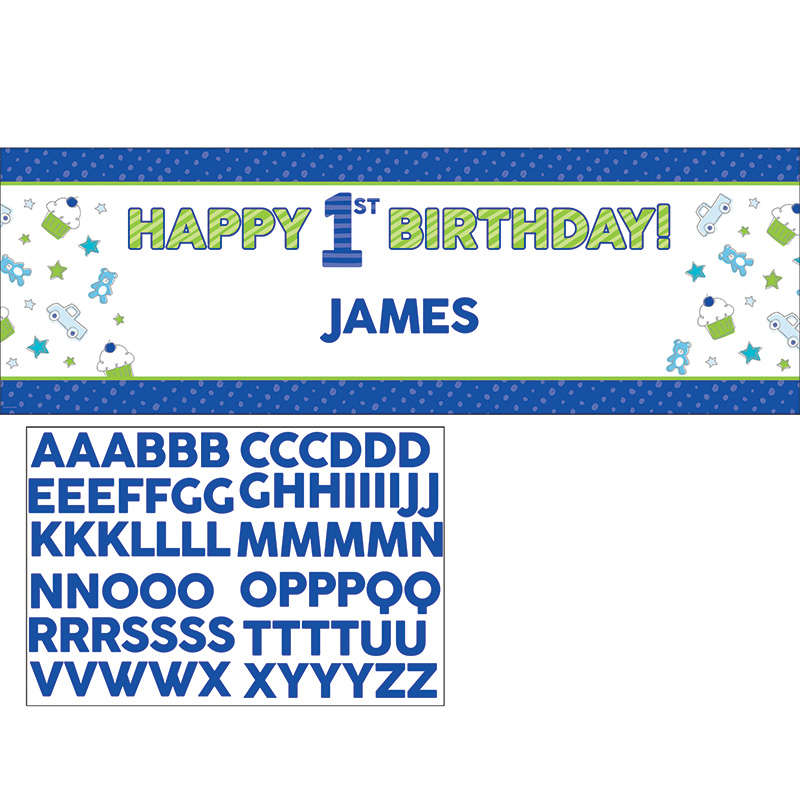 İlk Yaş Partim Erkek Harf Stickerlı Dev Afiş