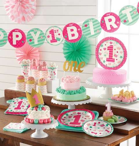 İlk Yaş Partim Pembe 1 Yaş SÜPER Parti Seti 24 KİŞİLİK