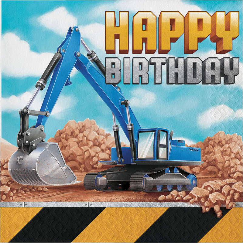İnşaat Partisi Happy Birthday Peçete 16 Adet
