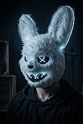 Işıklı Tavşan Maske Beyaz