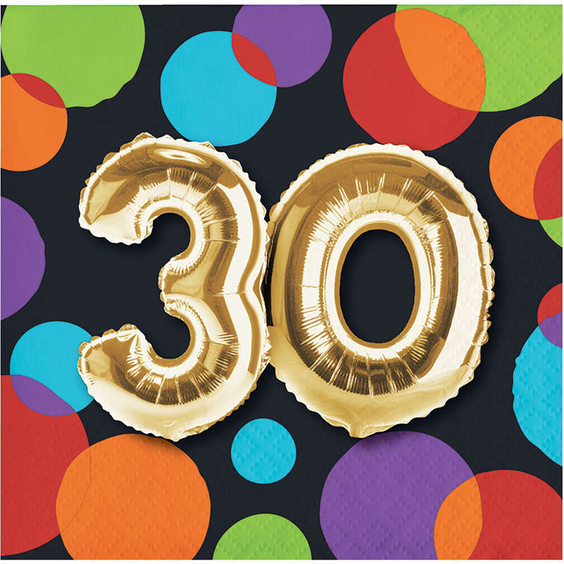 Işıltılı Balonlar 30 YAŞ 16 lı  Küçük Peçete