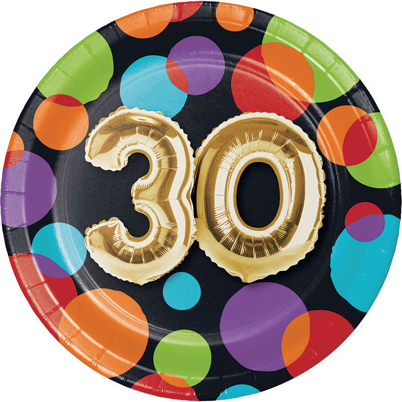 Işıltılı Balonlar 30 YAŞ Küçük Tabak 8 Adet