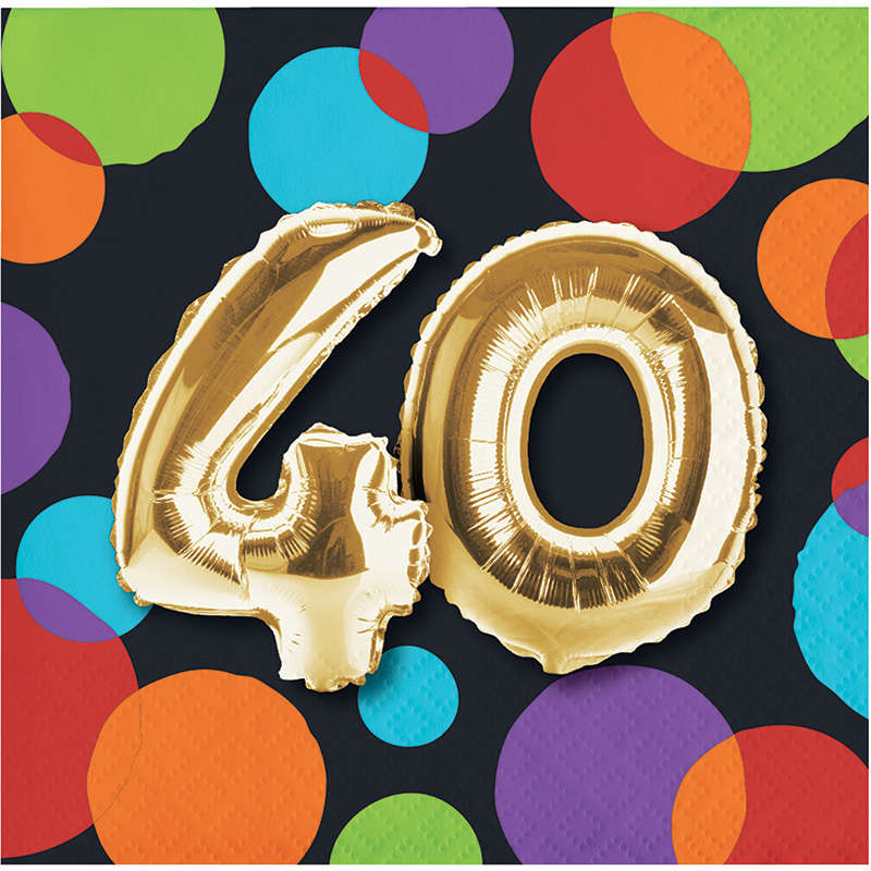Işıltılı Balonlar 40 YAŞ 16 lı  Küçük Peçete
