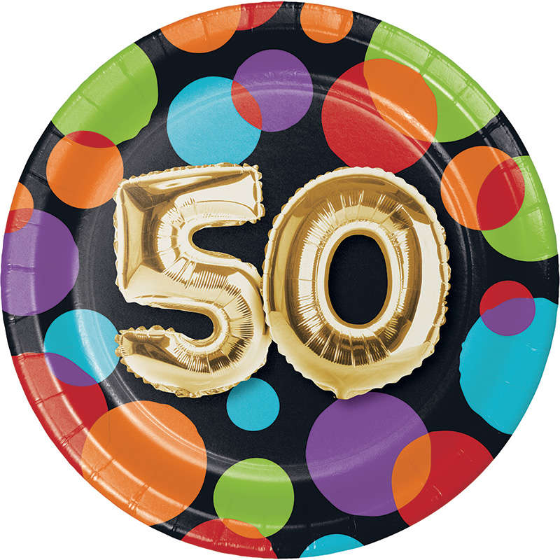Işıltılı Balonlar 50 YAŞ Küçük Tabak 8 Adet