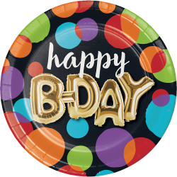 Parti Dünyası - Işıltılı Balonlar Happy Birthday 8 li Tabak