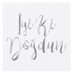 Parti Dünyası - İyi Ki Doğdun Gümüş Baskılı Varak Peçete 16 Lı