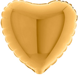 Parti Dünyası - Kalp Folyo Balon MAT Altın Renk 45 cm