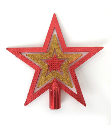 Parti Dünyası - Kırmızı - Altın Yıldız Tepelik 20 cm