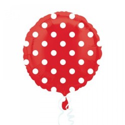 Parti Dünyası - Kırmızı Beyaz Puanlı Folyo Balon