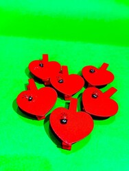 Parti Dünyası - Kırmızı Kalpli Uğur Böceği Mandallar 6 Adet