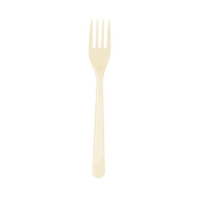 Krem Renk Plastik Çatal 25  Adet
