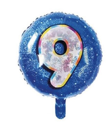  Parti Dünyası - Mavi 45 cm Dokuz Rakamı Folyo Balon