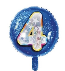  Parti Dünyası - Mavi 45 cm Dört Rakamı Folyo Balon