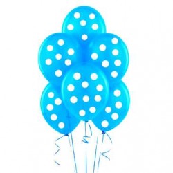 Parti Dünyası - Mavi Beyaz Puanlı 10 lu Latex Balon