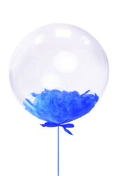 Parti Dünyası - Mavi Tüylü Şeffaf Balon 45 cm