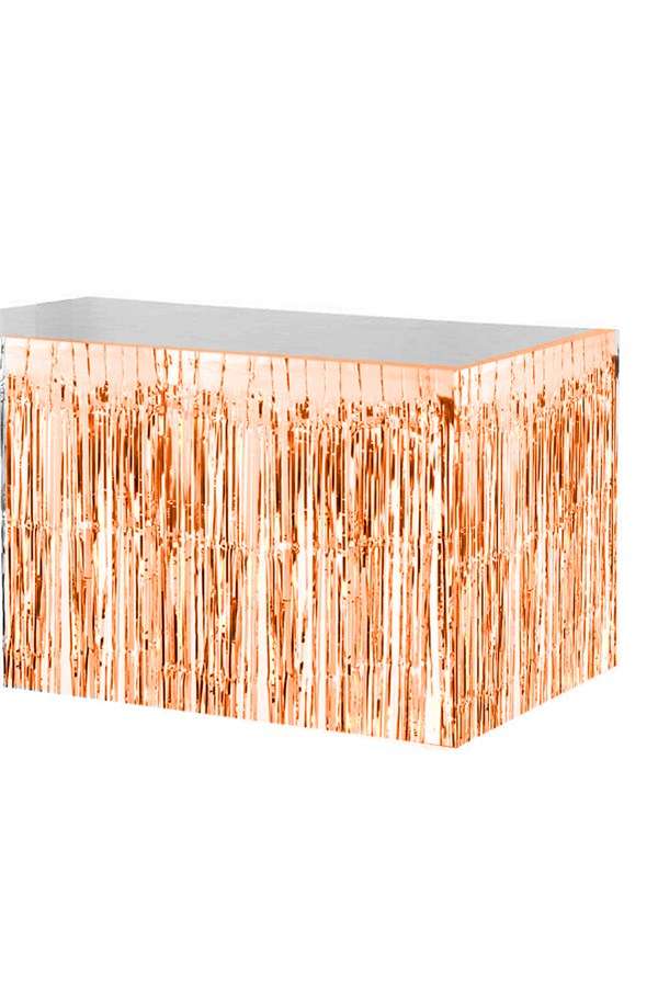 Metalik Püsküllü Rose Gold Masa Eteği 70 x 300 cm