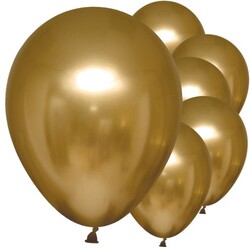 Parti Dünyası - Mirror Krom Balon Altın Renk 50 Adet