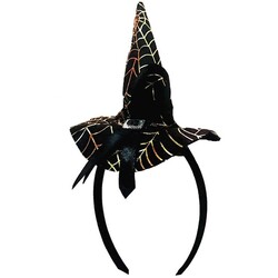  Parti Dünyası - Örümcek Desenli Cadı Şapkası Taç Siyah Renk