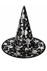 Parti Dünyası Halloween Cadı Şapka Lüx Gümüş İskelet Desenli