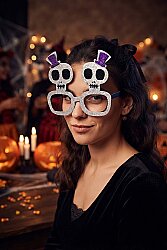 Parti Dünyası Halloween Şapkalı Kurukafa Gözlük