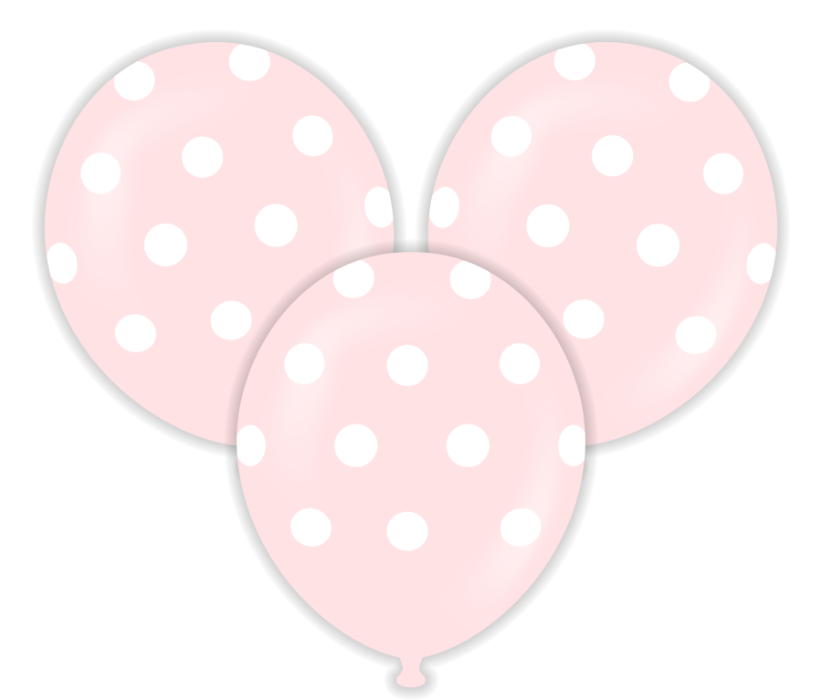 Pembe Puanlı Çepeçevre Baskılı Balon 10 Adet