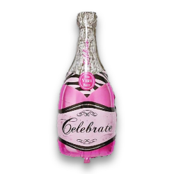 Parti Dünyası - Pembe Şampanya Şişesi Şekilli Folyo Balon