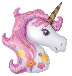 Parti Dünyası - Pembe Unicorn Supershape 82 cm Folyo Balon