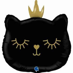 Parti Dünyası - Taçlı Prenses Kedi Siyah Folyo Balon 50 cm 