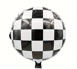 Parti Dünyası - 18 inch Damalı Yuvarlak Folyo Balon