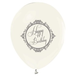 Parti Dünyası - Şeffaf Gümüş Happy Birthday Baskılı 10 Lu Balon