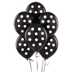Parti Dünyası - Siyah Beyaz Puanlı Latex Balon 20 Adet