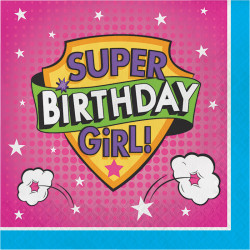 Parti Dünyası - Superhero Girl Happy Birthday 16 lı Peçete