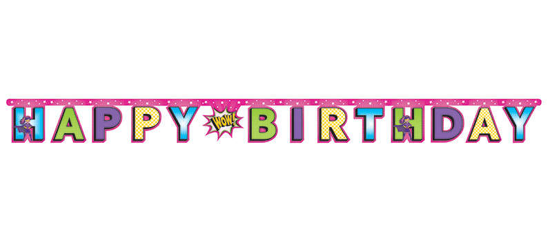 Superhero Girl Happy Birthday Harf Afiş